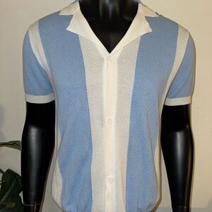 ASOS Blue and White Knit Polo Shirt